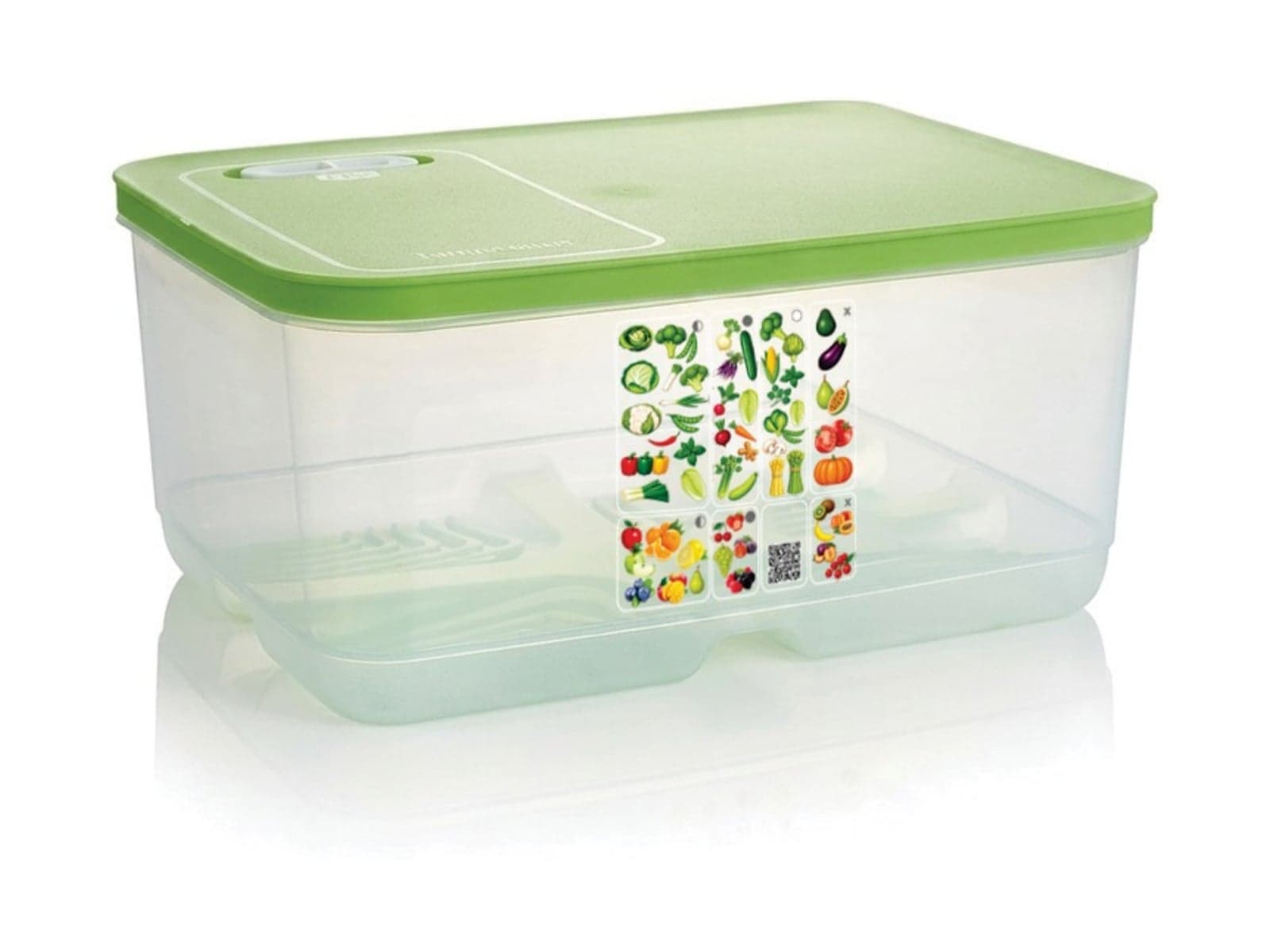 TAPPIRBOX 9,9 litre saklama kabı — şeffaf gövde, açık yeşil kapak